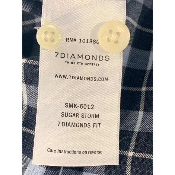 7 Diamonds Shirt Men’s Size XXL Blue Plaid Sugar Storm Button Down Long Sleeve - Picture 9 of 10